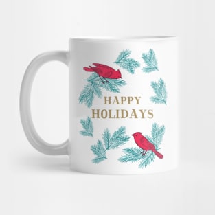 Happy Holidays Christmas Cardinals Mug